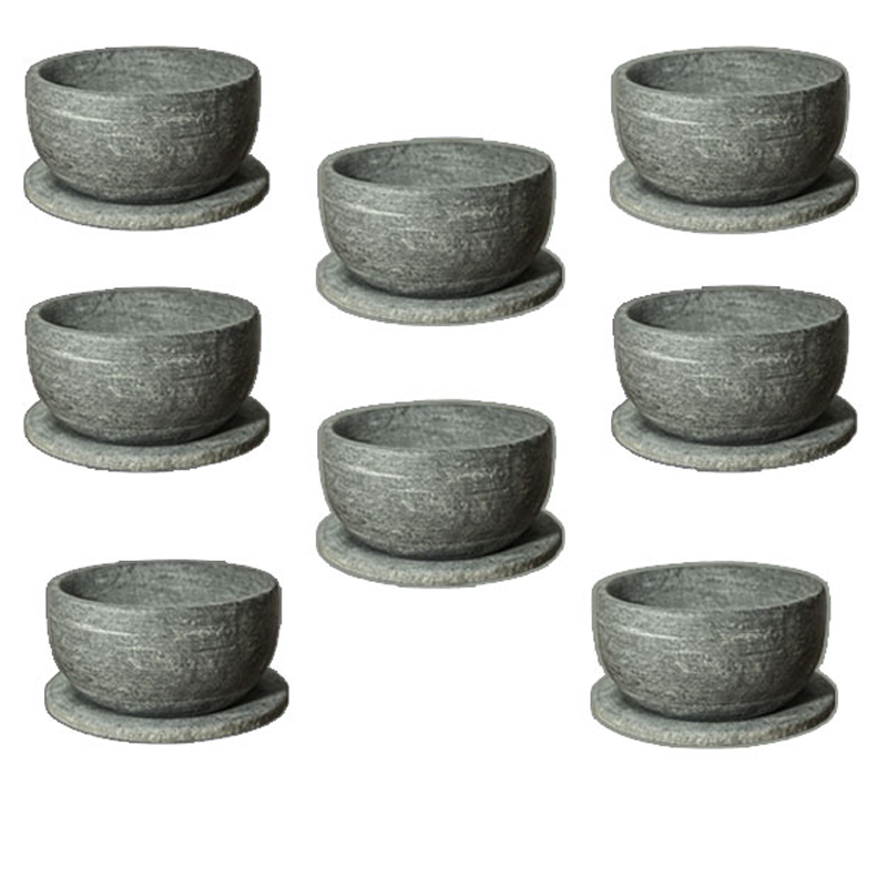 8 Soapstone Bowls 500 ML – With Saucer