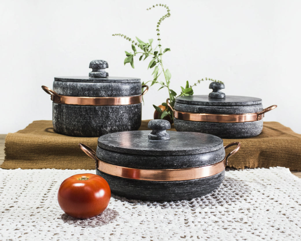 Kit 3 Panelas em Pedra Sabão G