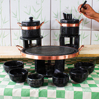 Conjunto Fondue em Pedra-Sabão Completo (Grelha 27 cm)