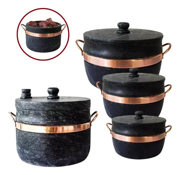 Jogo 3 Panelas de Pedra + Pressão - 4 litros