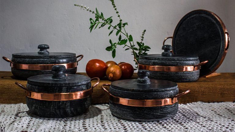 Conjunto 4 Panelas de Pedra e 1 Grelha 1L | 1,5L | 2L | 3L + Brinde