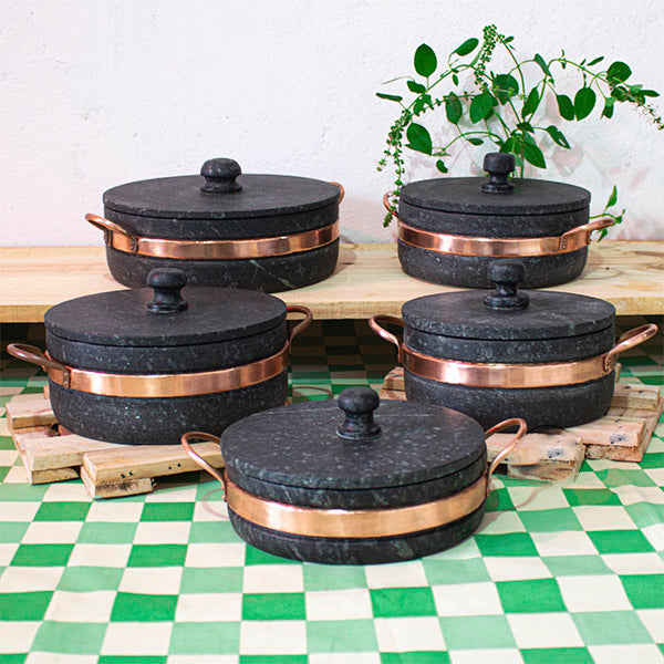 Conjunto 5 Panelas de Pedra Sabão 1L | 1,5L | 2L | 3L + Brinde